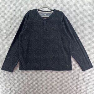 Frye Sweater Womens XL Dark Gray Henley Thermal Long Sleeves Crew Neck